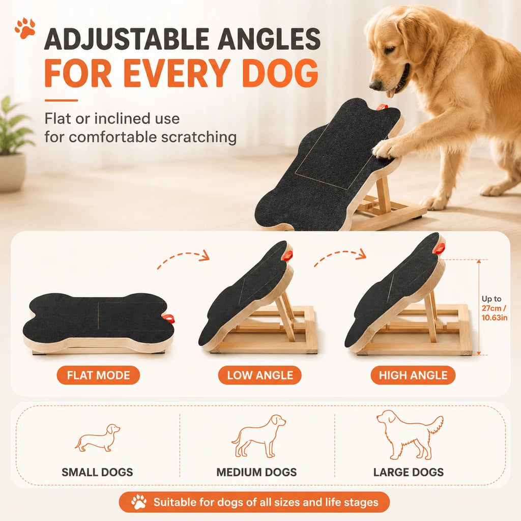 Dog Nail Scratch Board with Hidden Treat Box – Adjustable Angle Nail File Pad
