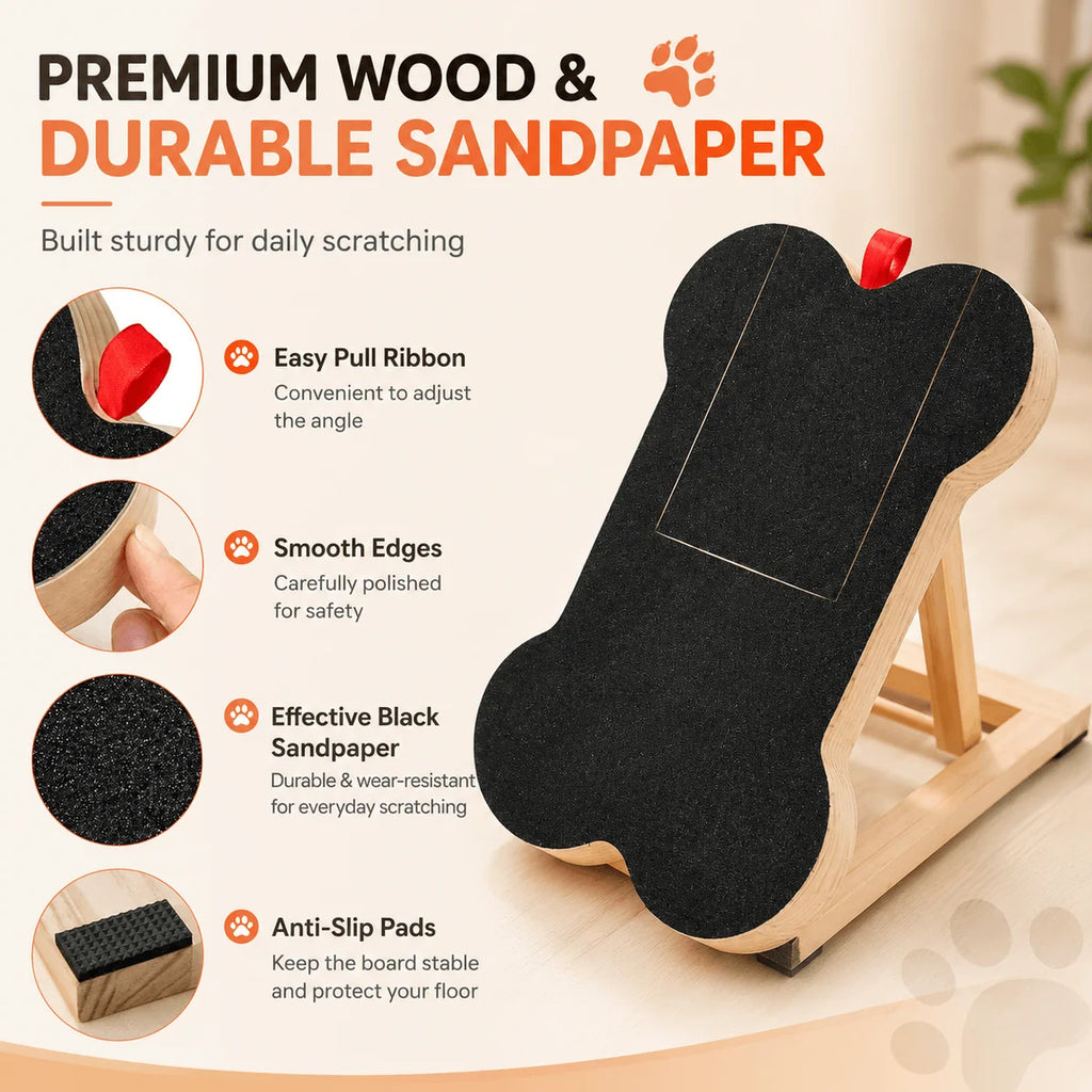 Dog Nail Scratch Board with Hidden Treat Box – Adjustable Angle Nail File Pad