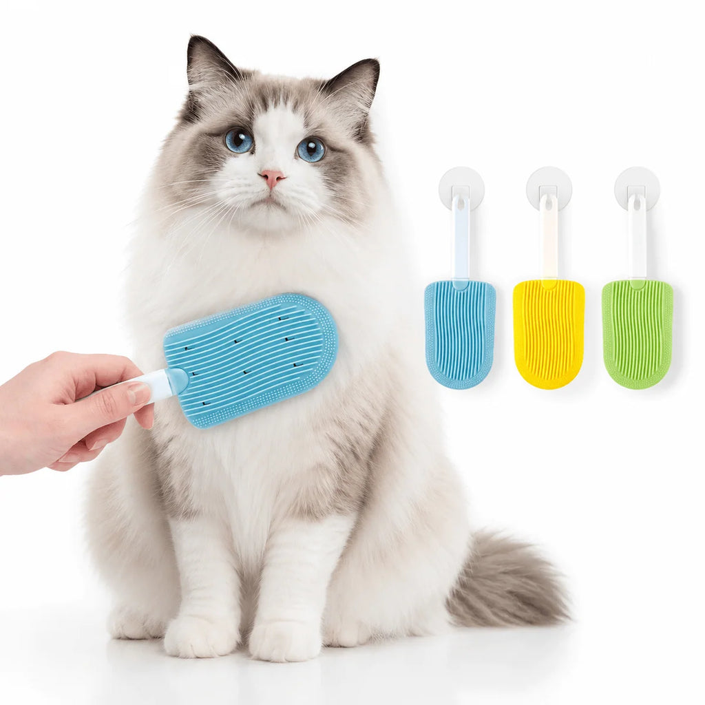 Dual-Sided Silicone Pet Hair Brush for Cats & Dogs – Reusable Fur Remover